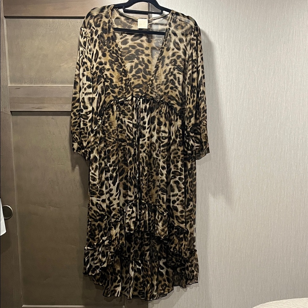 Elegant Leopard Print High Low Dress